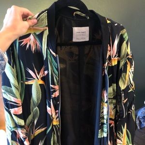 Zara Tropical Print Bomber Jacket